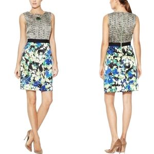 T Tahari Anita Mix-Print Charmeuse Midi Dress